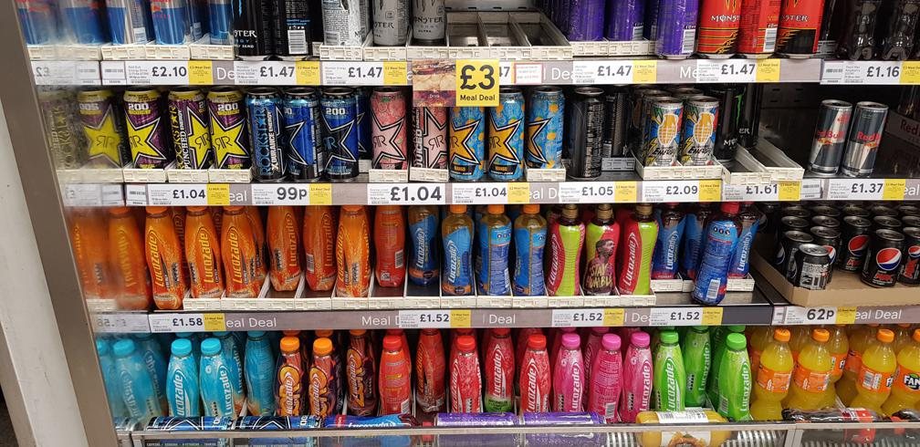 Original retail shelf photo with drinks in a UK store